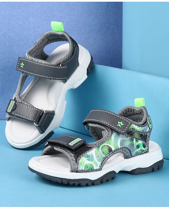 Cute Walk by Babyhug Velcro Closure Printed Sandals - Black