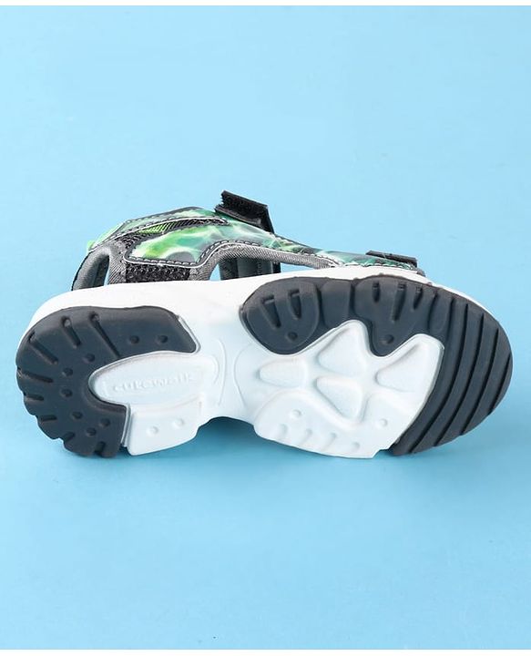 Cute Walk by Babyhug Velcro Closure Printed Sandals - Black
