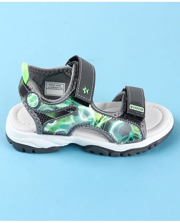 Cute Walk by Babyhug Velcro Closure Printed Sandals - Black