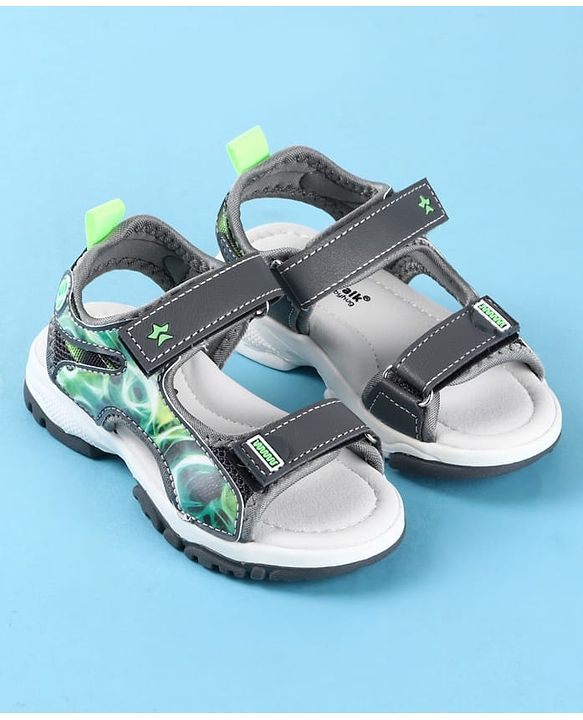 Cute Walk by Babyhug Velcro Closure Printed Sandals - Black
