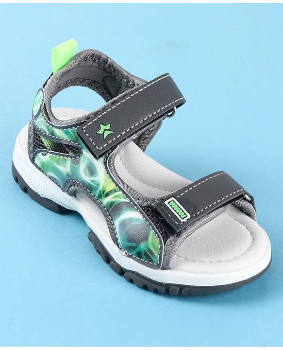 Cute Walk by Babyhug Velcro Closure Printed Sandals - Black