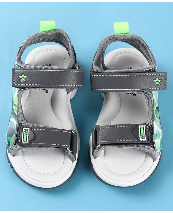 Cute Walk by Babyhug Velcro Closure Printed Sandals - Black