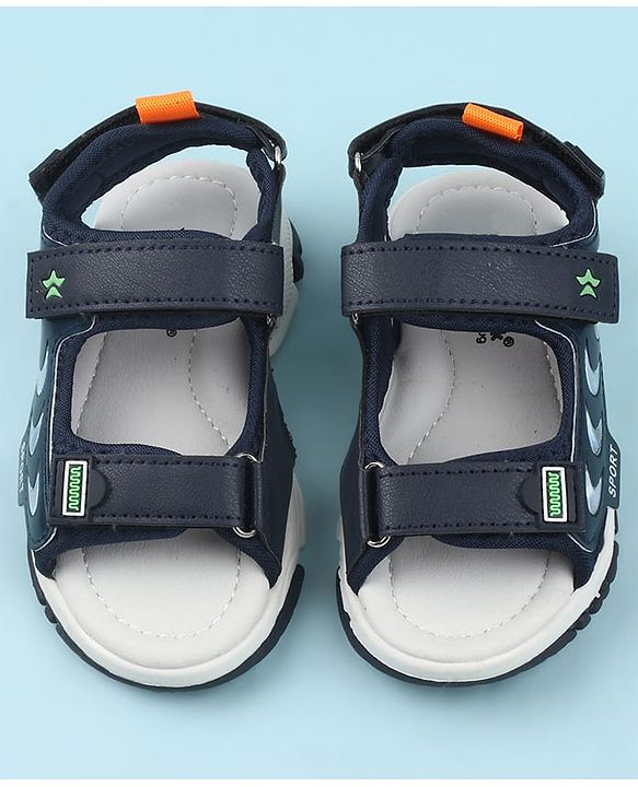 Cute Walk by Babyhug Velcro Closure Sandals with Space Theme Print & Applique - Khaki