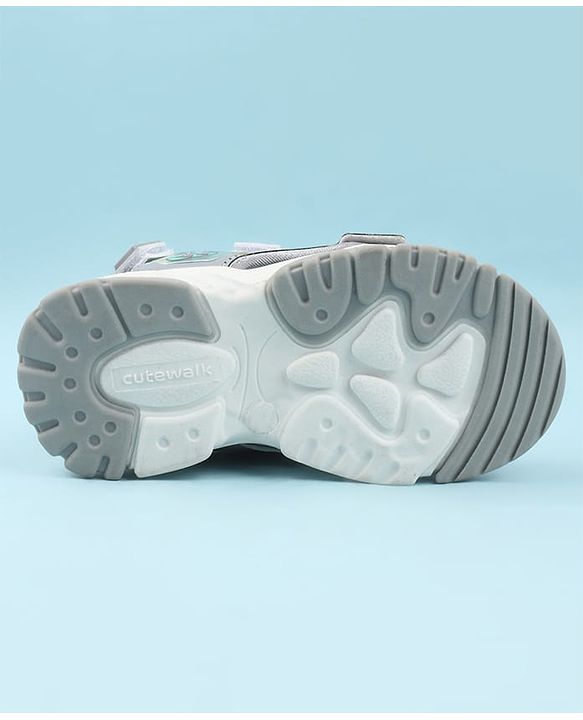 Cute Walk by Babyhug Velcro Closure Sandals with Space Theme Print & Applique - Khaki