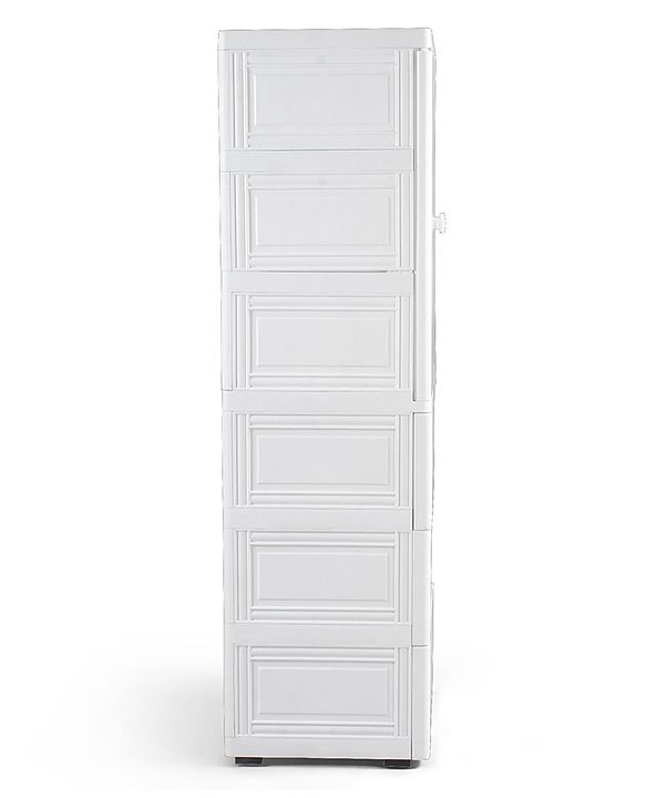 Babyhug 4 Layer High Density Plastic Storage Cabinet Bear & Balloon Easy to Assemble Storage Organizer Smooth Wheels Easy Access Draws Easy Maintenance Cloths Toys & Book Organizer- White