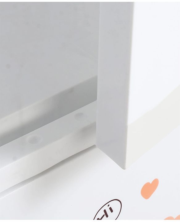 Babyhug 4 Layer High Density Plastic Storage Cabinet Bear & Balloon Easy to Assemble Storage Organizer Smooth Wheels Easy Access Draws Easy Maintenance Cloths Toys & Book Organizer- White
