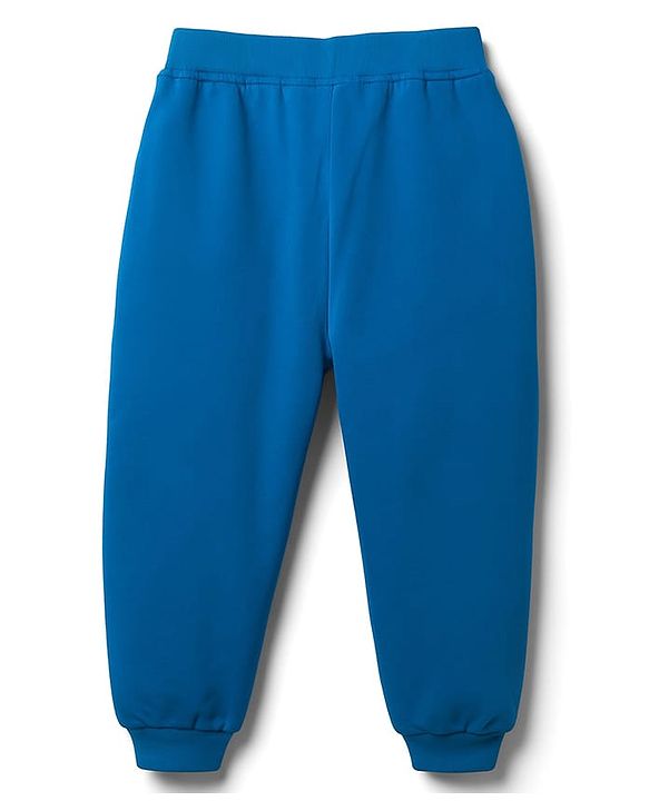 Babyhug Terry Knit Full Length Lounge Pant with Sport Print - Navy Blue