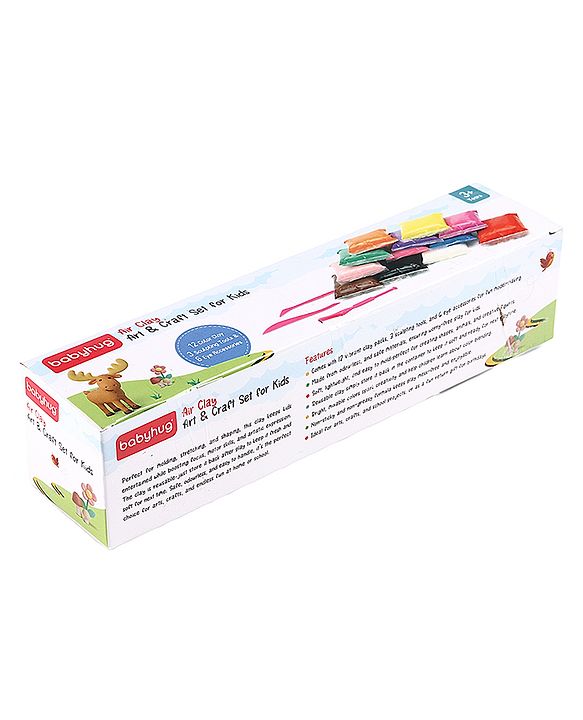 Babyhug Air Clay Art & Craft Set for Kids - Pack of 12 with 3 Sculpting Tools & 6 Eye Packs Enhances Creativity & Imagination Play Clay For 3 to 10 Years Kids Birthday Return Gift.