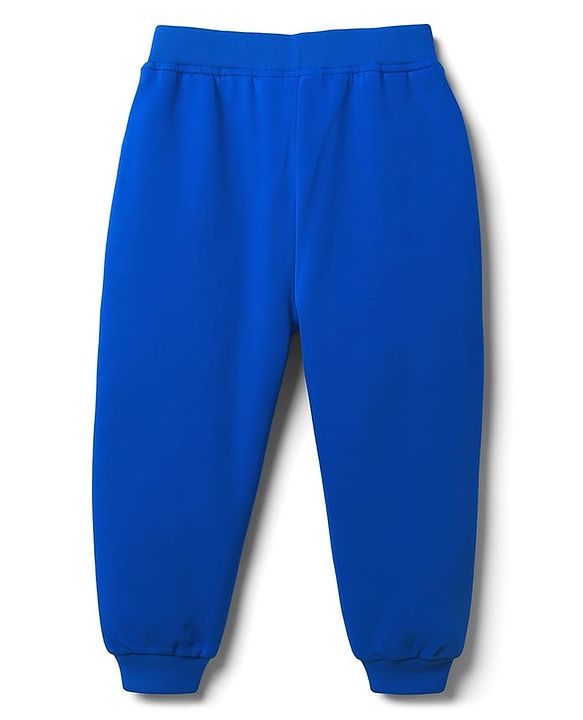 Babyhug Cotton Knit Full Length Lounge Pant with Bear Graphic - Blue