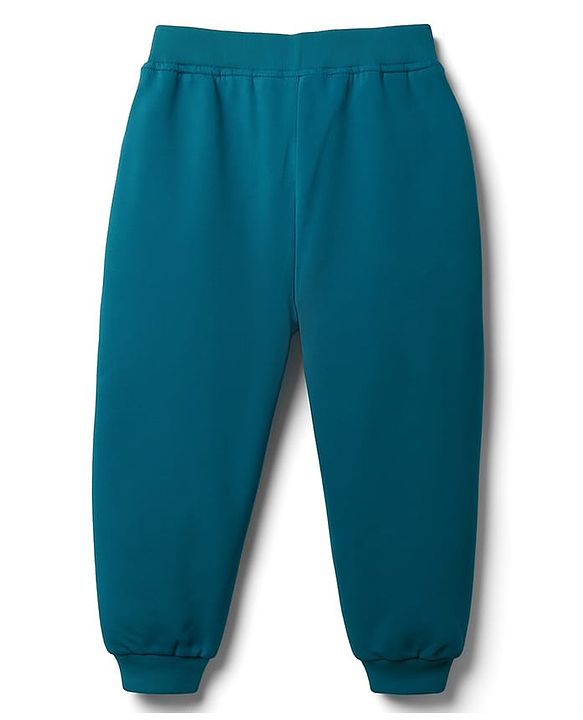 Babyhug Terry Knit Full Length Lounge Pant With Vehicle Print - Green