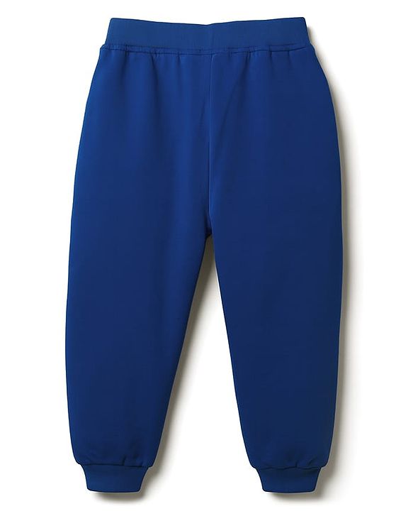 Babyhug Terry Knit Full Length Lounge Pant With Animal Print - Navy Blue