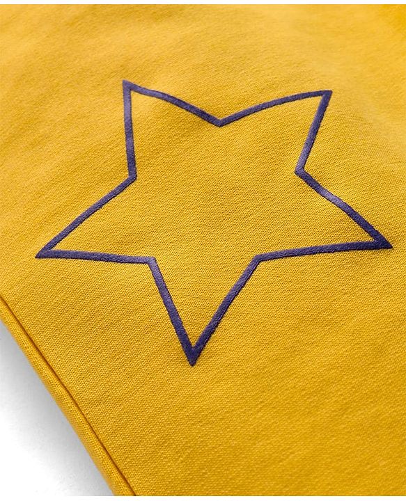 Babyhug Terry Knit Full Length Lounge Pant With Star Print - Yellow