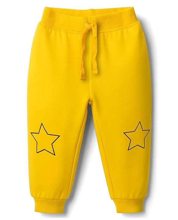 Babyhug Terry Knit Full Length Lounge Pant With Star Print - Yellow