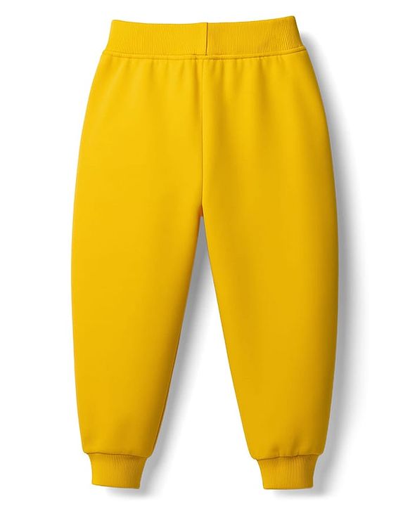 Babyhug Terry Knit Full Length Lounge Pant With Star Print - Yellow