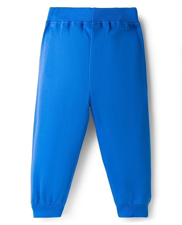 Babyhug Cotton Knit Full Length Lounge Pant With Happy Days Print - Blue