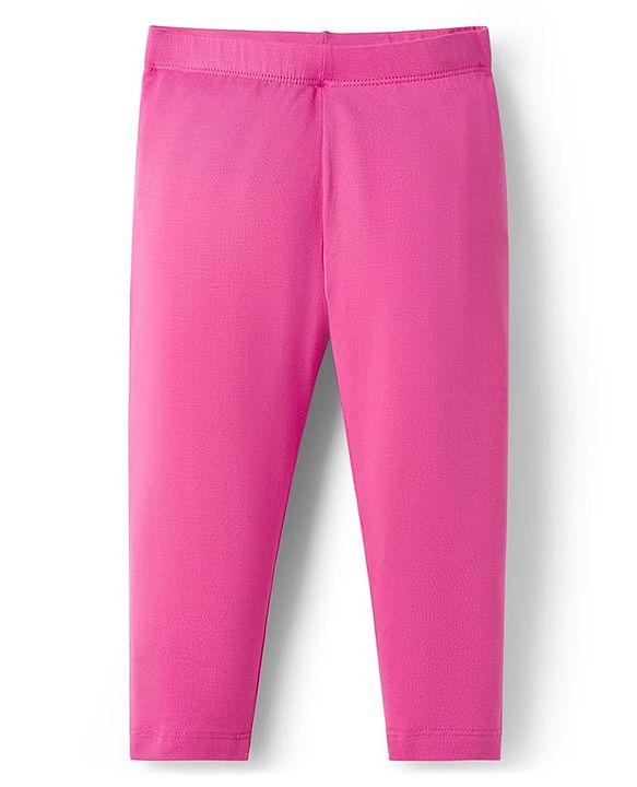 Babyhug Cotton Lycra Knit Full Length Solid Color Legging - Pink