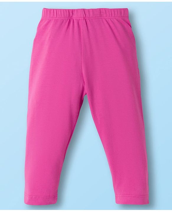 Babyhug Cotton Lycra Knit Full Length Solid Color Leggings Pack of 5 -Multicolor