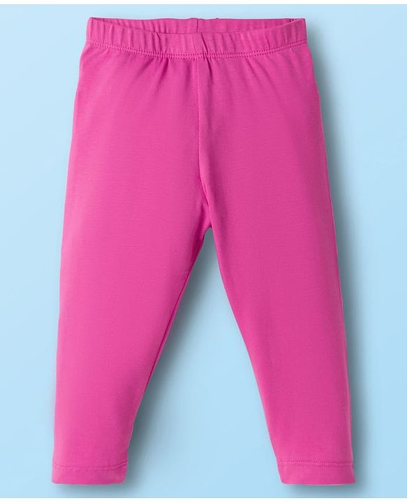 Babyhug Cotton Lycra Knit Full Length Solid Color Leggings Pack of 5 -Multicolor