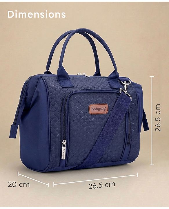 Babyhug 2 in 1 Quilted Spacious & Multifunctional Tote Cum Sling Diaper Bag  - Blue