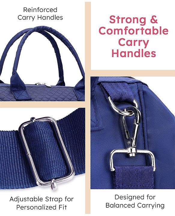 Babyhug 2 in 1 Quilted Spacious & Multifunctional Tote Cum Sling Diaper Bag  - Blue