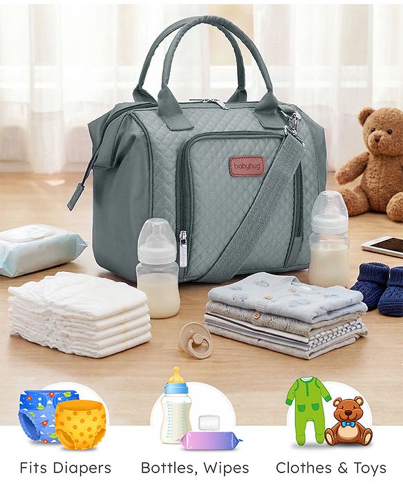 Babyhug 2 in 1 Quilted Spacious & Multifunctional Tote Cum Sling Diaper Bag  - Blue