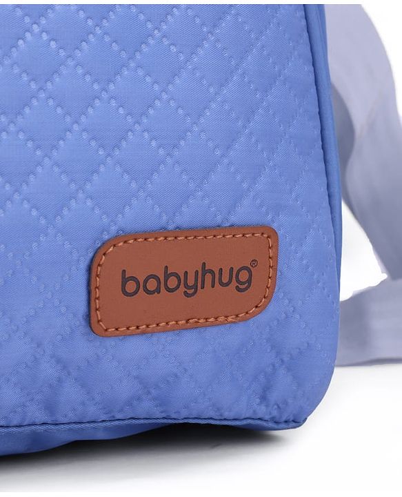 Babyhug 2-in-1 Quilted Sling cum Tote Diaper Bag for Travel | Spacious, Stylish & Multifunctional | Adjustable Shoulder Strap| 3 Insulated Bottle Pouches| Water Resistant| Carry Handle- Blue