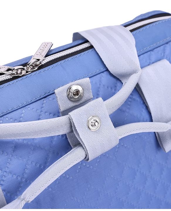 Babyhug 2-in-1 Quilted Sling cum Tote Diaper Bag for Travel | Spacious, Stylish & Multifunctional | Adjustable Shoulder Strap| 3 Insulated Bottle Pouches| Water Resistant| Carry Handle- Blue