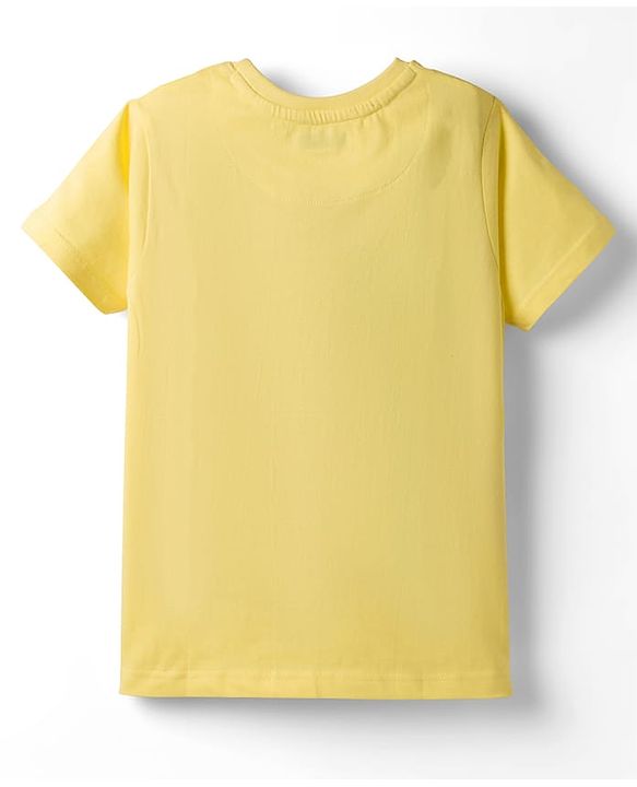 Pine Kids Cotton Knit Half Sleeves T-Shirt With Just Be Cool Print - Yellow