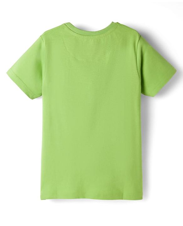 Pine Kids Cotton Knit Half Sleeves T-Shirt With Text Print - Lime Green