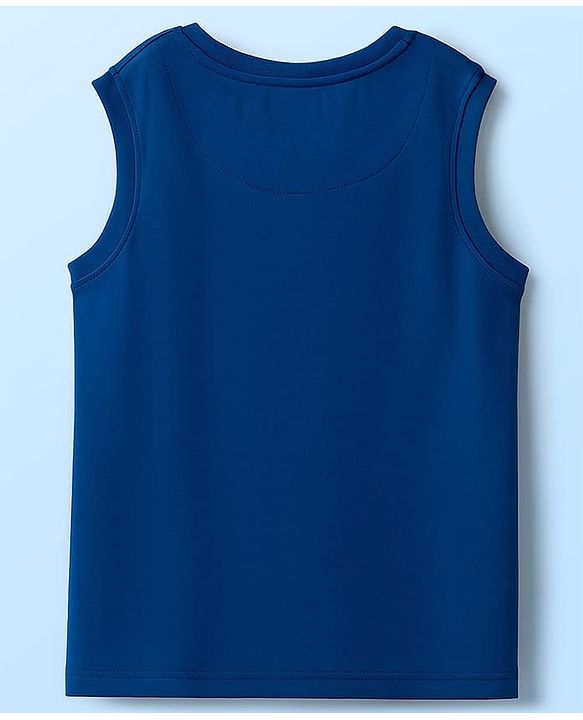 Pine Kids Cotton Knit Sleeveless T-Shirt With Cut & Sew Design - Navy Blue