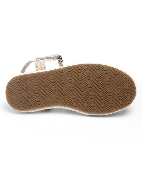 Pine Kids Velcro Closure Floral Embroidered Mojaris - Beige