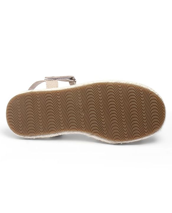 Pine Kids Velcro Closure Floral Embroidered Mojaris - Beige