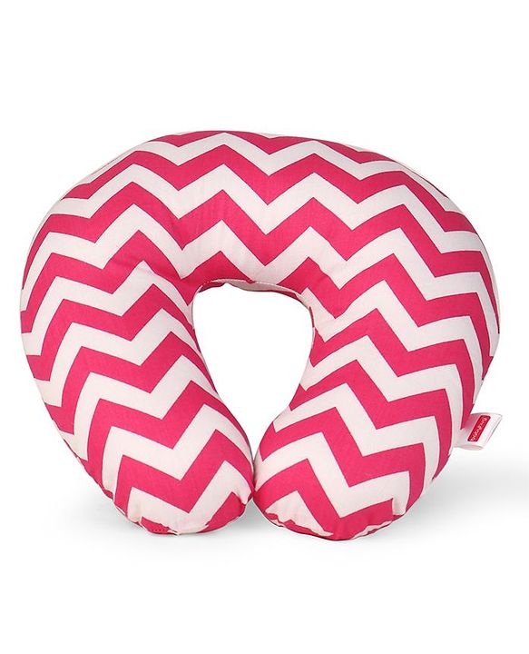 Babyhug Neck Supporter & Rectangular Pillow Set Chevron Print - Pink