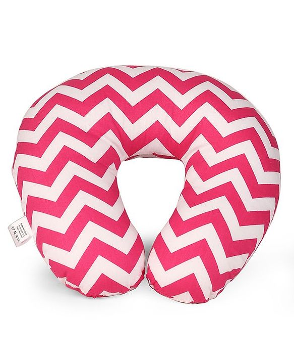 Babyhug Neck Supporter & Rectangular Pillow Set Chevron Print - Pink