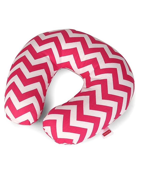 Babyhug Neck Supporter & Rectangular Pillow Set Chevron Print - Pink