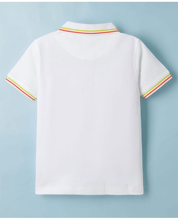 Pine Kids Cotton Knit Half Sleeves Striped Polo T-Shirt - Navy Blue