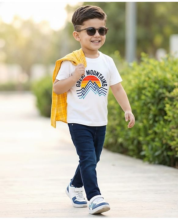 Babyhug Cotton Woven Full Sleeves Checkered Shirt & Denim Jeans with T-Shirt - Yellow