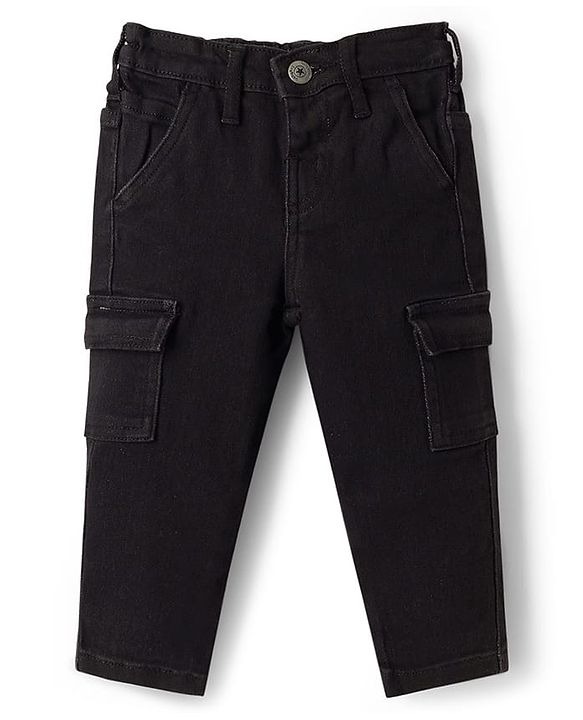 Babyhug Cotton Woven Full Sleeves Checkered Shirt & Denim Jeans with T-Shirt - Black