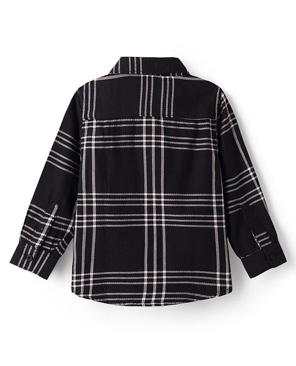 Babyhug Cotton Woven Full Sleeves Checkered Shirt & Denim Jeans with T-Shirt - Black