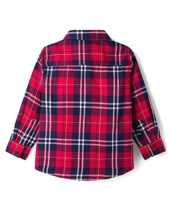Babyhug Cotton Woven Full Sleeves Checkered Shirt & Denim Jeans - Red & Blue