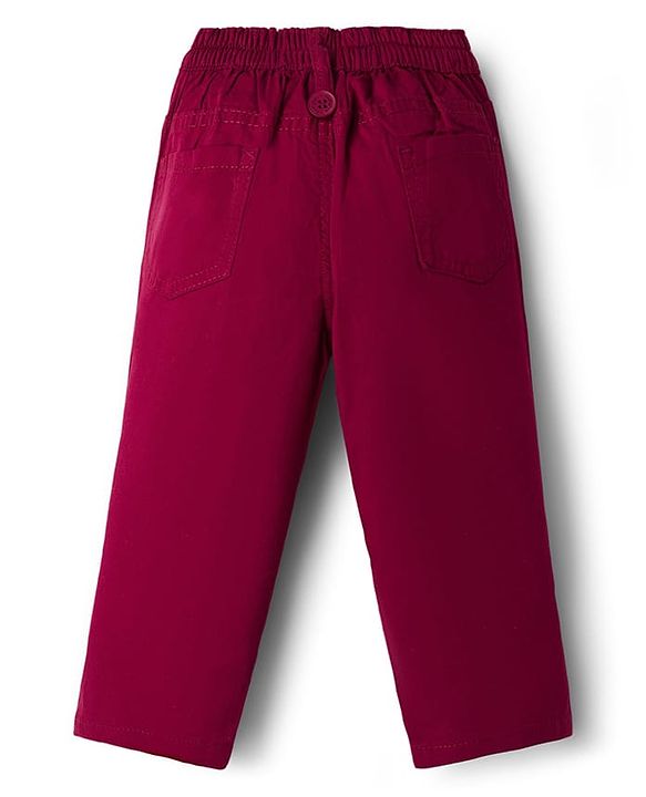 Babyhug Cotton Woven Full Sleeves Checkered Shirt & Trouser Set with Suspender - Maroon