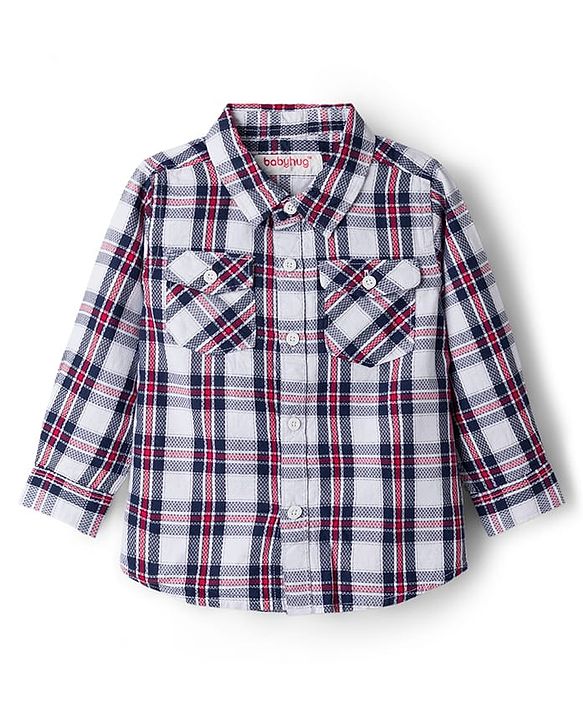 Babyhug Cotton Woven Full Sleeves Checkered Shirt & Trouser Set with Suspender - Maroon