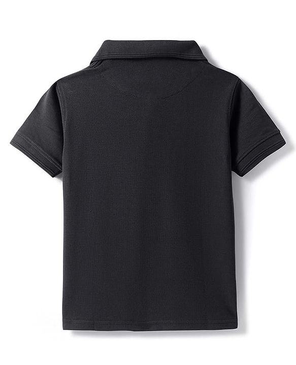 Pine Kids Cotton Knit Polo Neck T-Shirt - Black