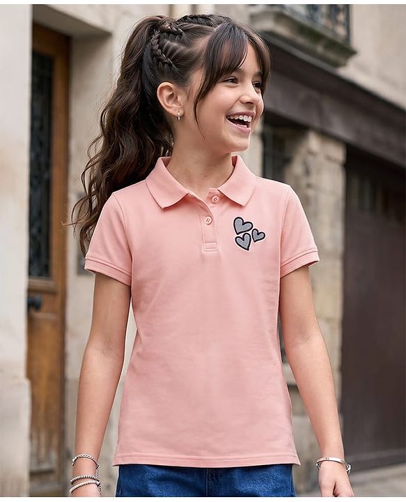 Pine Kids Cotton Knit Polo Neck T-Shirt - Black