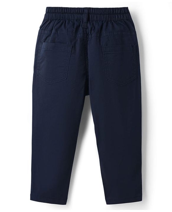 Babyhug Cotton Woven Full Sleeves Striped Shirt & Trouser Set - Light & Navy Blue