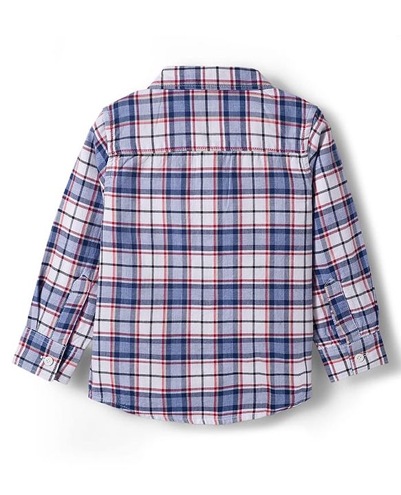 Babyhug Cotton Woven Full Sleeves Checkered Shirt & Denim Jeans Set - Blue