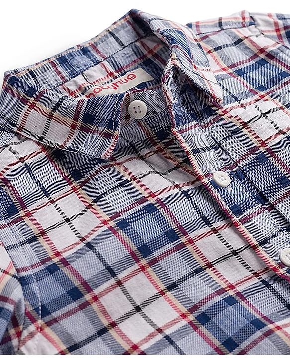 Babyhug Cotton Woven Full Sleeves Checkered Shirt & Denim Jeans Set - Blue