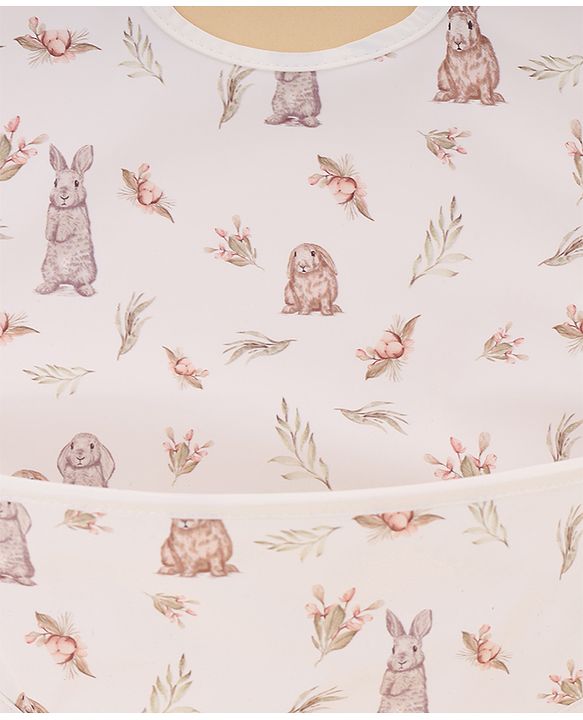 Babyhug Waterproof PU Sleeveless Feeding Bibs Pack of 2 - Bunny & Whale Print| Crumb Catcher Pocket| Easy Wipe Clean| Easy Velcro Closure| Weaning & Feeding Bibs| 0+ Months