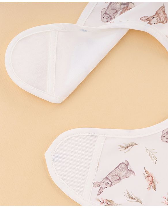 Babyhug Waterproof PU Sleeveless Feeding Bibs Pack of 2 - Bunny & Whale Print| Crumb Catcher Pocket| Easy Wipe Clean| Easy Velcro Closure| Weaning & Feeding Bibs| 0+ Months
