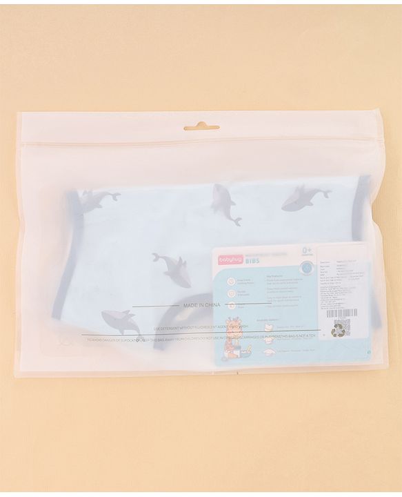 Babyhug Waterproof PU Sleeveless Feeding Bibs Pack of 2 - Bunny & Whale Print| Crumb Catcher Pocket| Easy Wipe Clean| Easy Velcro Closure| Weaning & Feeding Bibs| 0+ Months